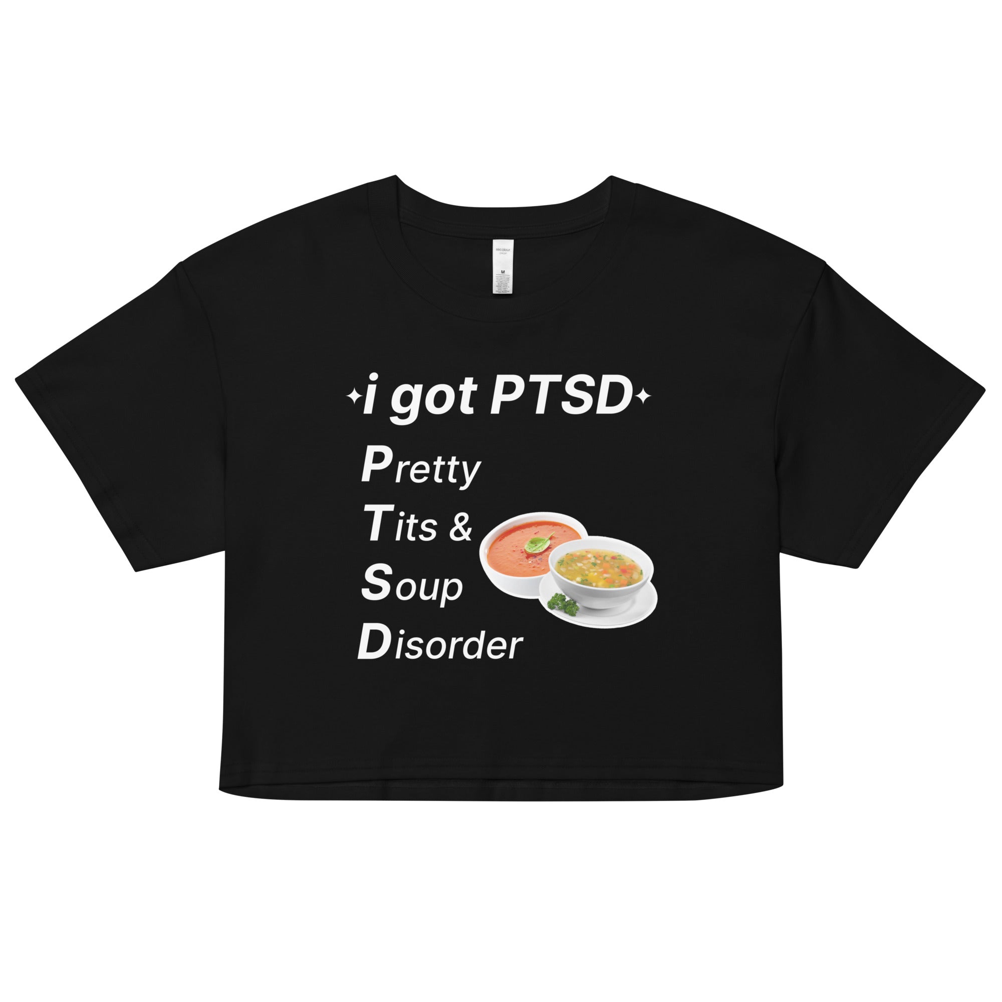 PTSD (Pretty Tits & Soup Disorder) crop top