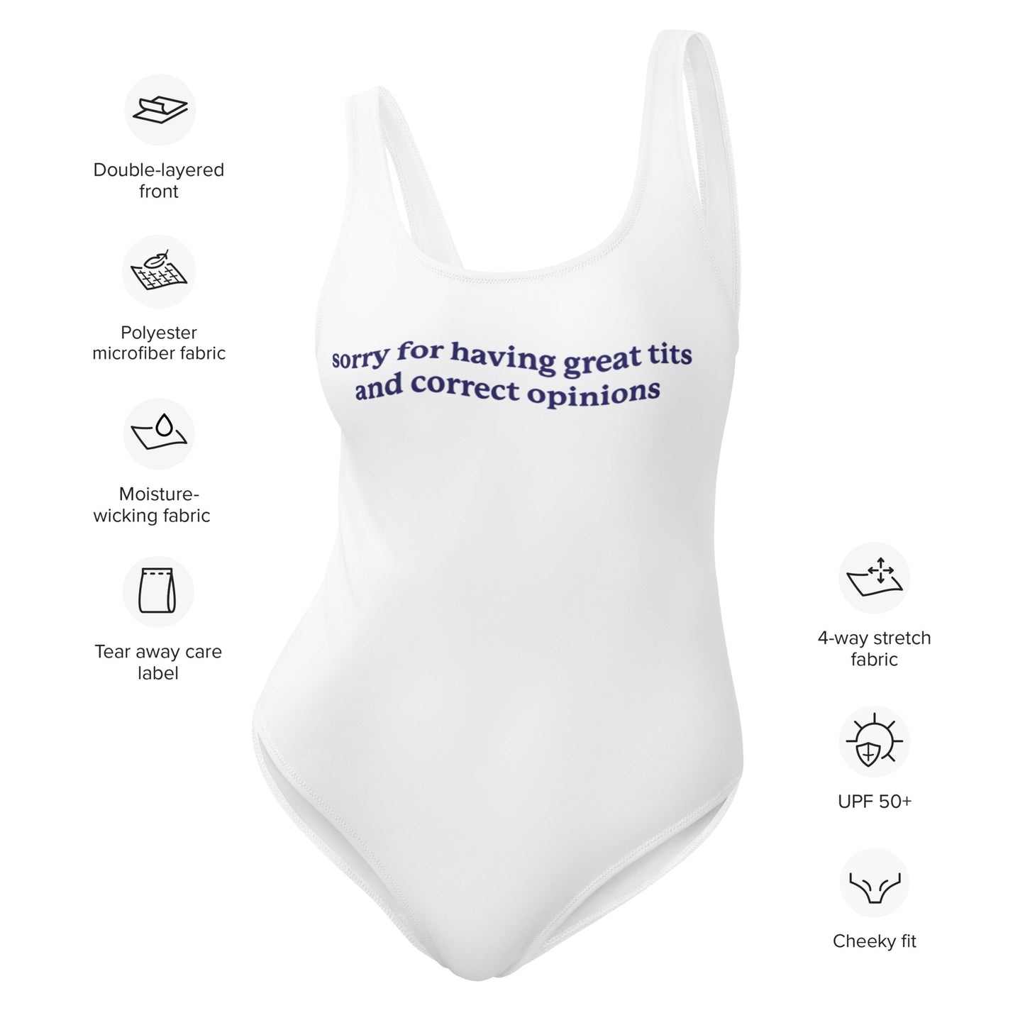 Great Tits & Correct Opinions One-Piece Swimsuit (White)