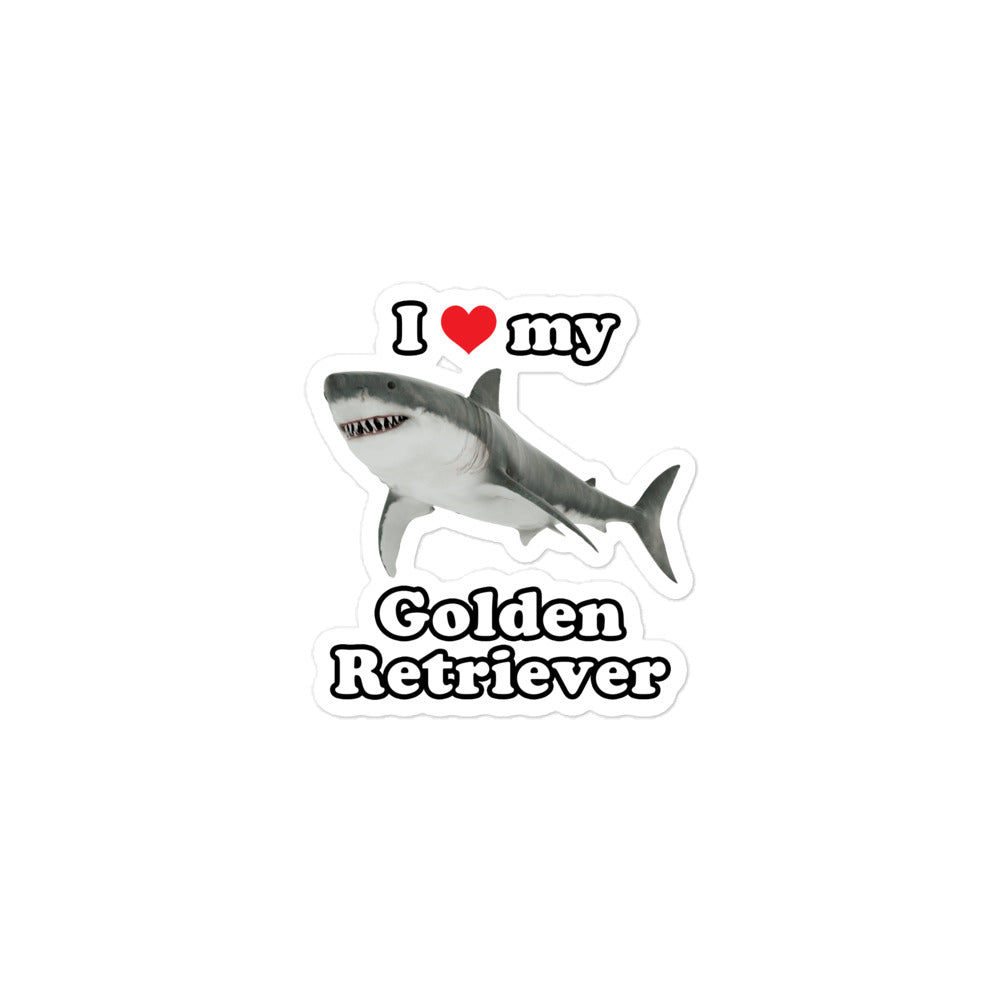 I Heart My Golden Retriever (Shark) sticker