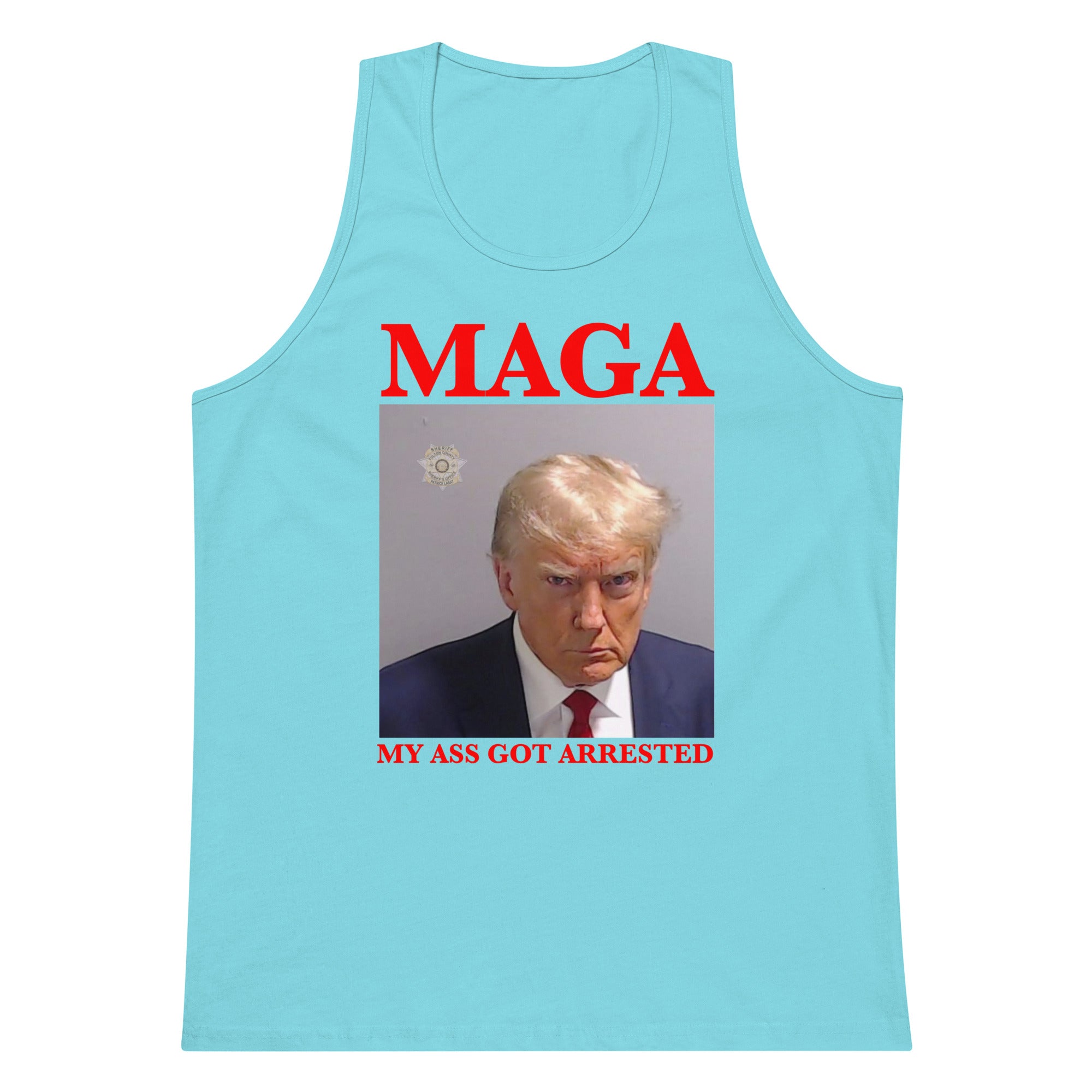 MAGA My Ass Got Arrested (Trump Mugshot) tank top