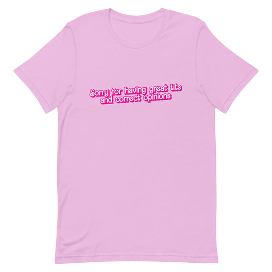 Great Tits and Correct Opinions (Pink Font) Unisex t-shirt