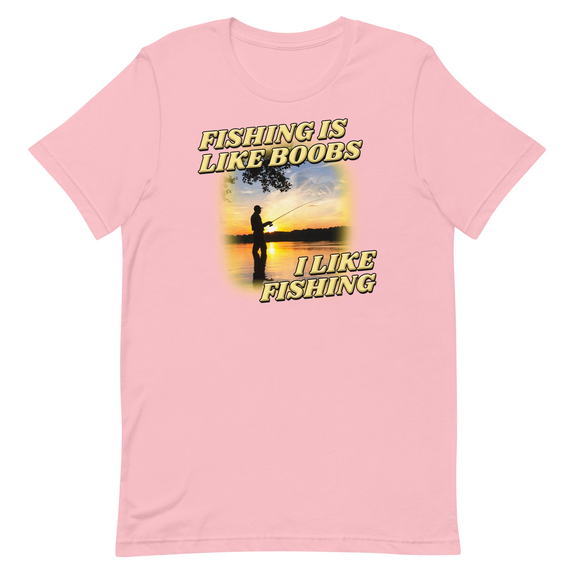 Womens Fishing Is Like Boobs Cute Fishing Shirts Funny Quote Gift V-Neck  T-Shirt