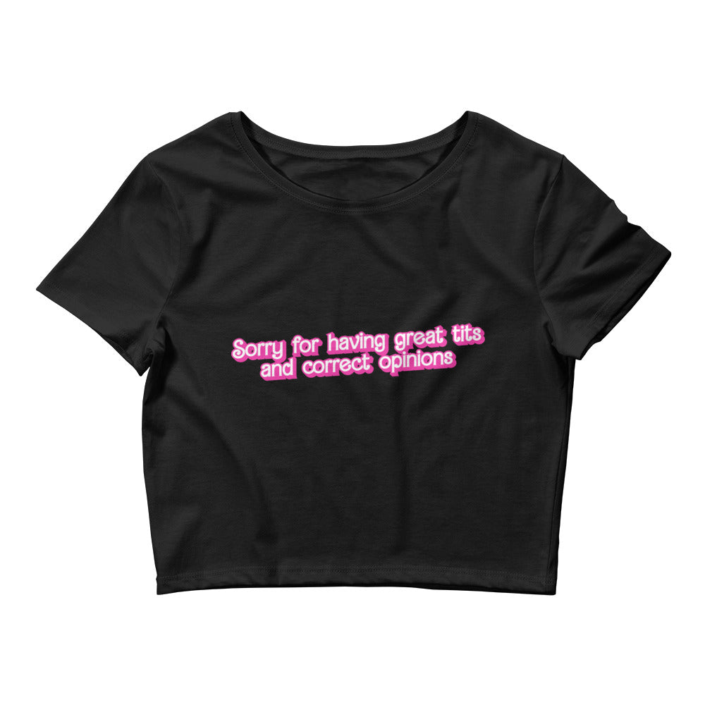 Great Tits and Correct Opinions (Pink Font) Baby Tee