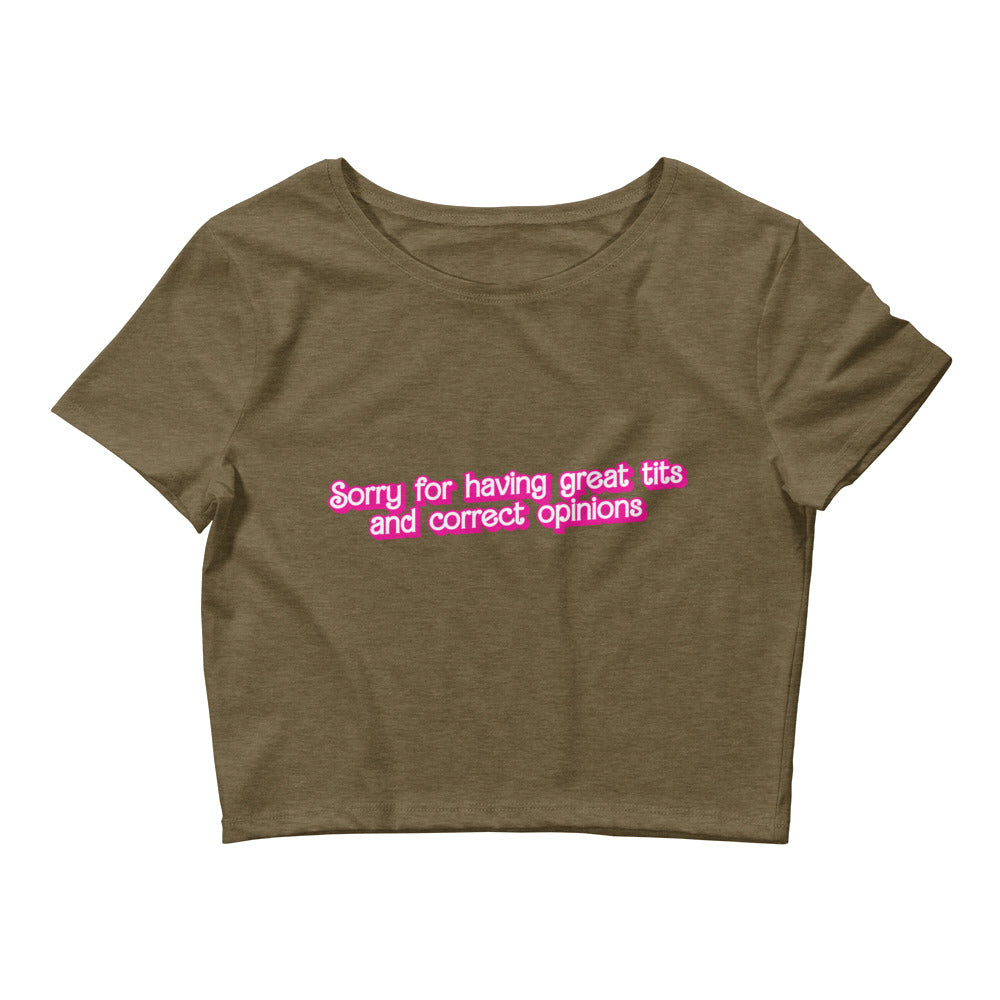 Great Tits and Correct Opinions (Pink Font) Baby Tee