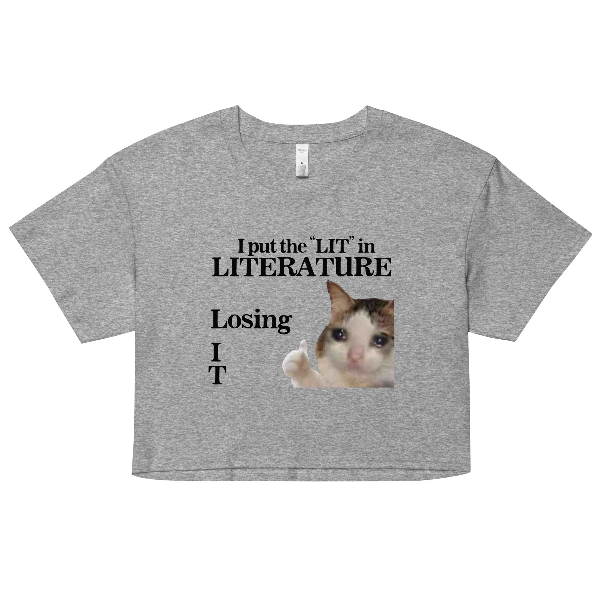 I Put the LIT in LITerature crop top