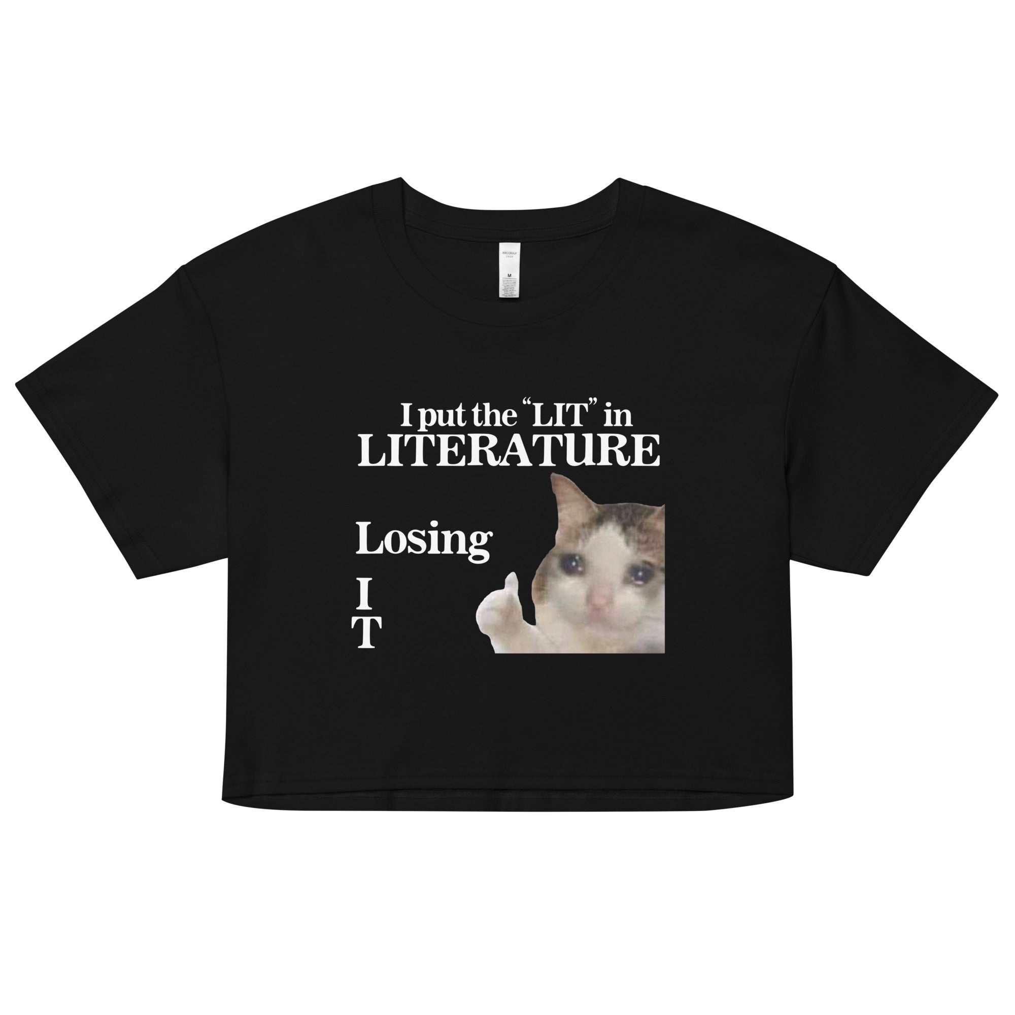 I Put the LIT in LITerature crop top