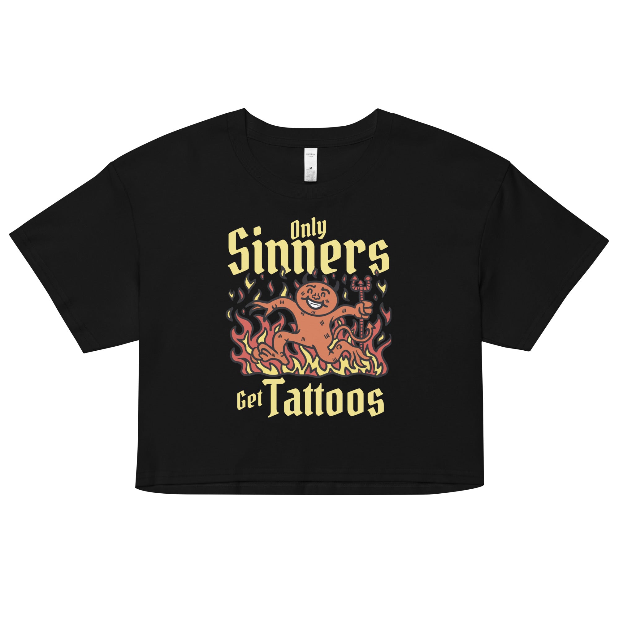 Only Sinners Get Tattoos crop top