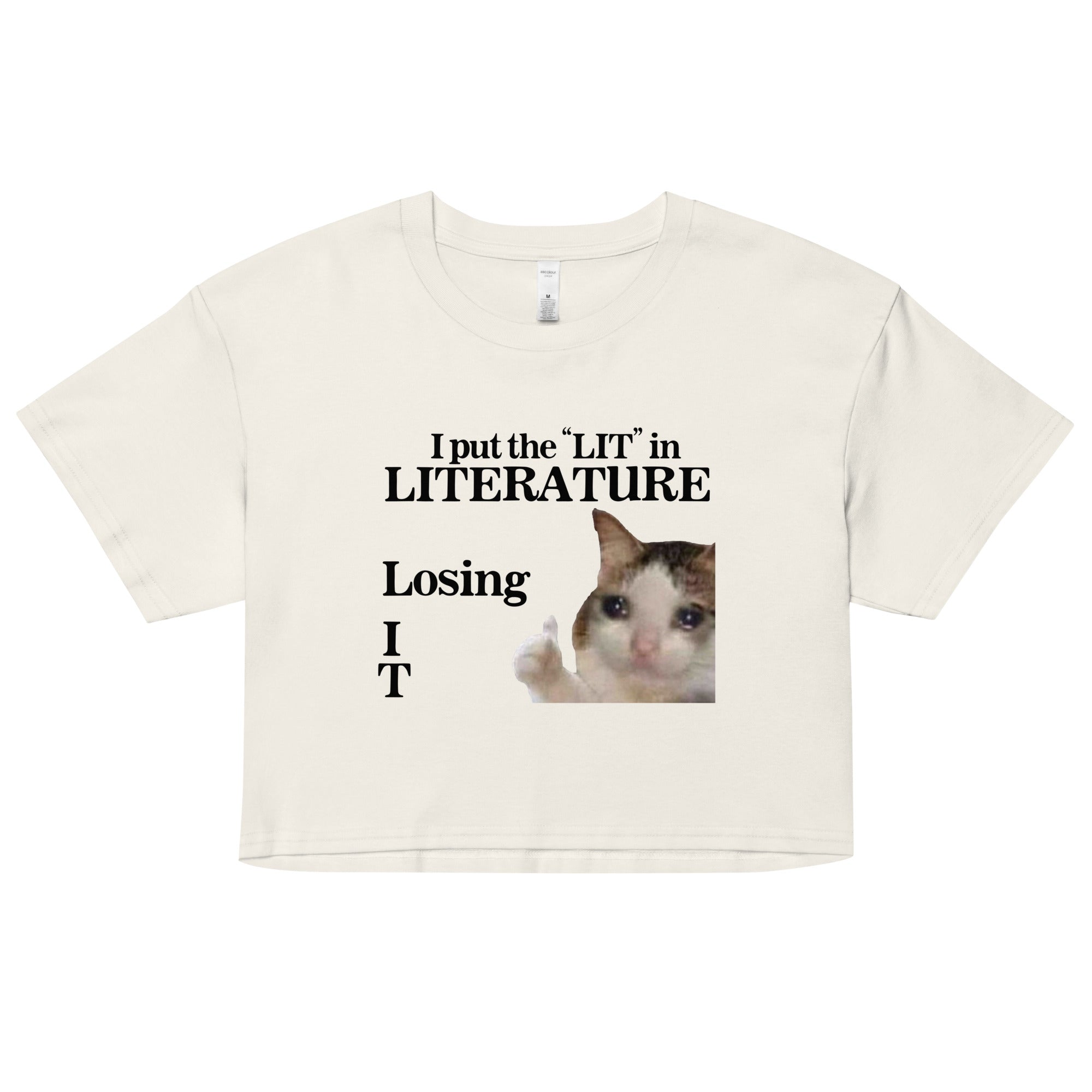 I Put the LIT in LITerature crop top