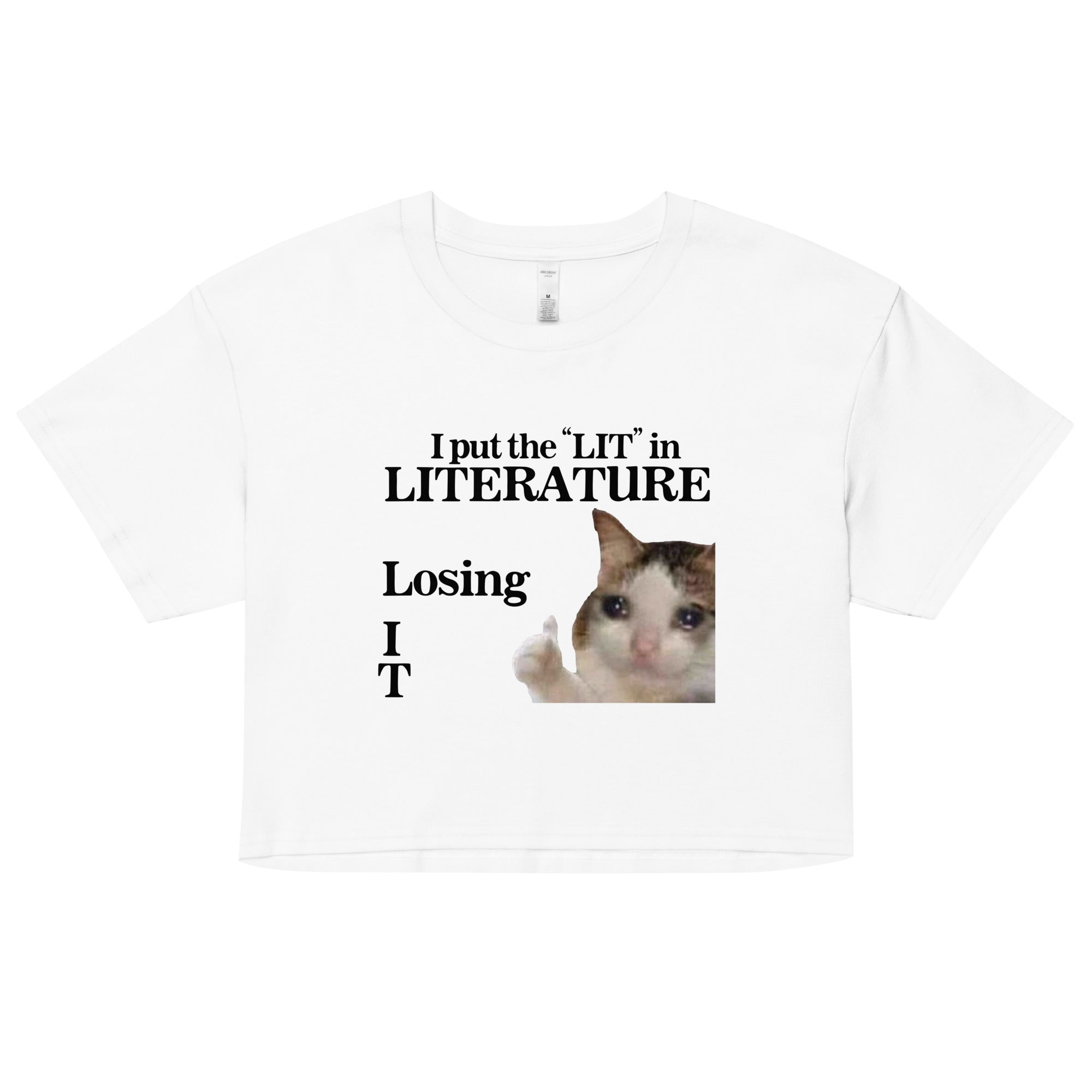 I Put the LIT in LITerature crop top