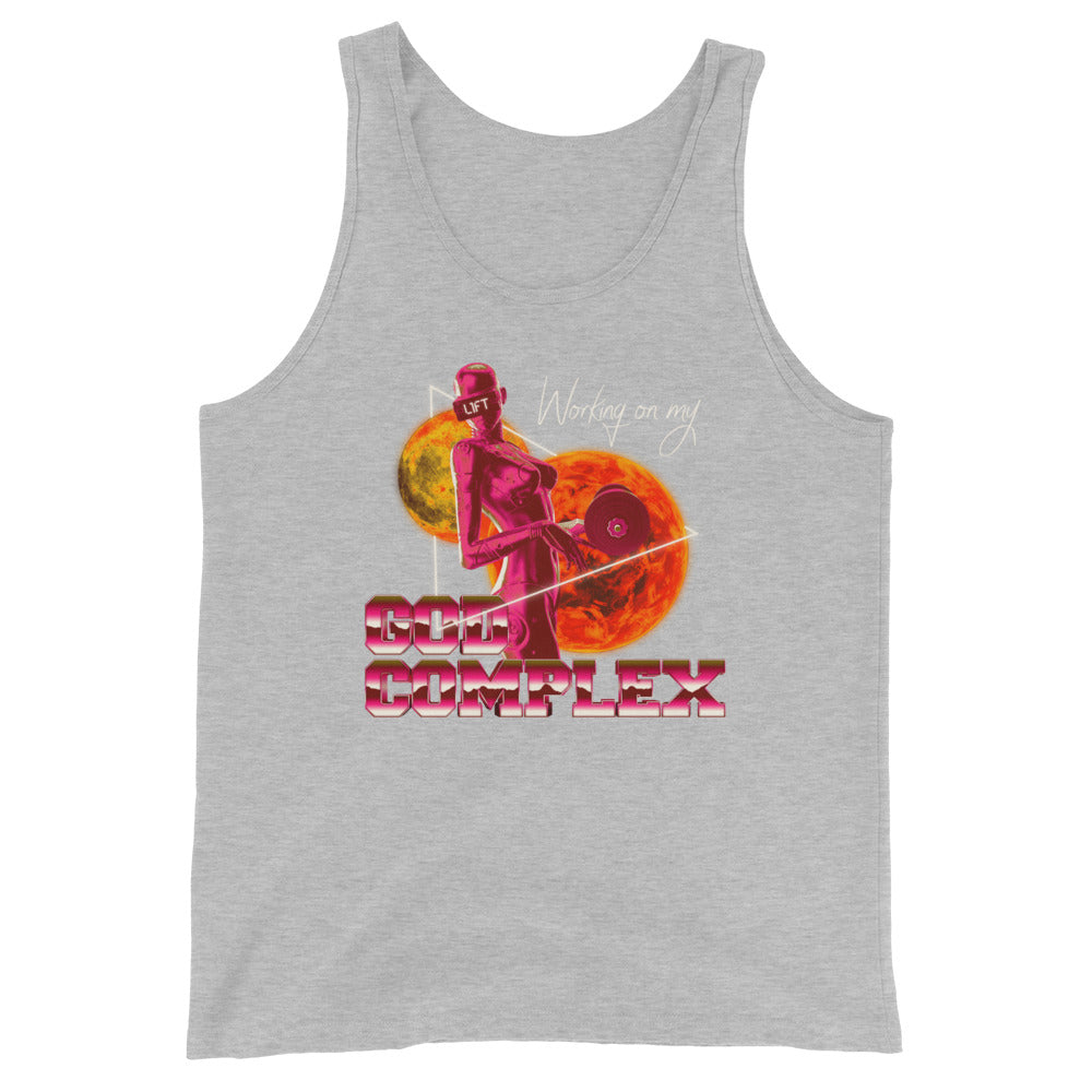 Working On My God Complex Unisex Tank Top