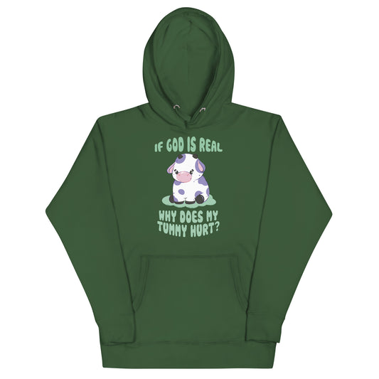 If God Is Real Why Does My Tummy Hurt (Cow) Unisex Hoodie