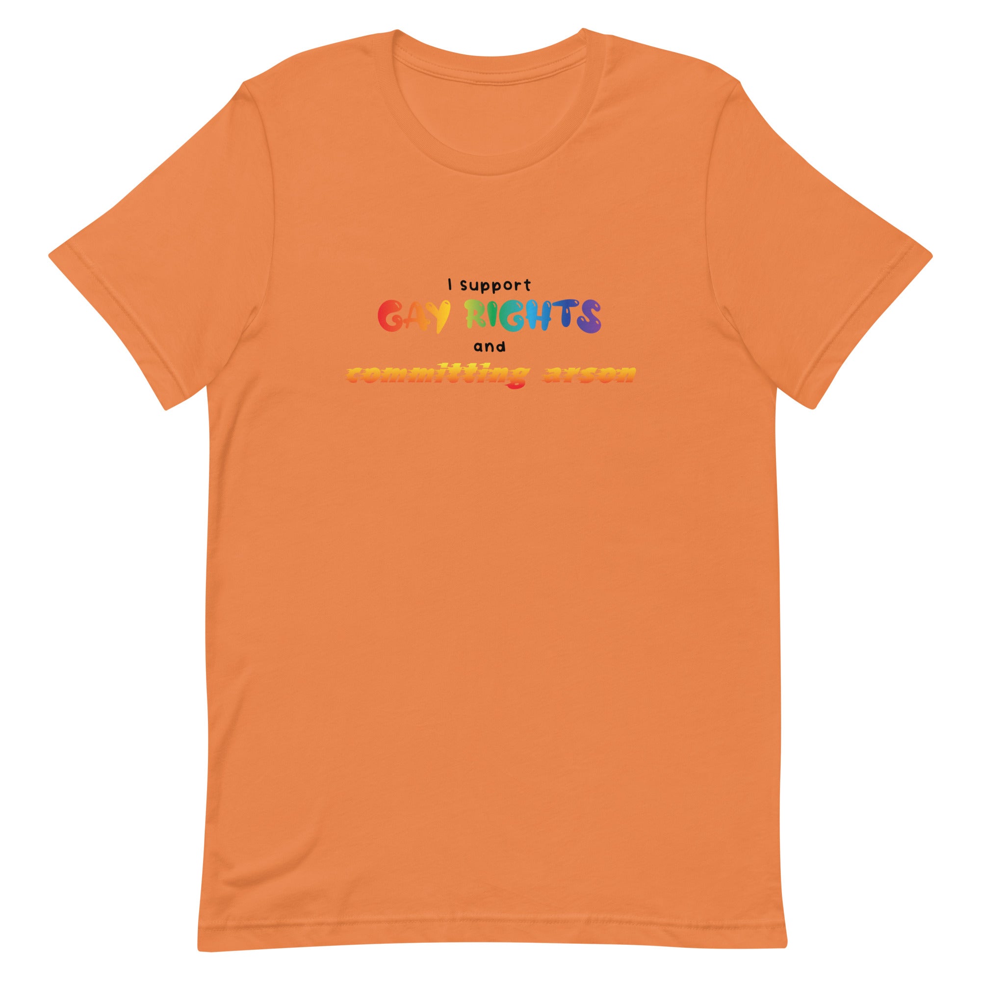 Gay Rights and Committing Arson Unisex t-shirt