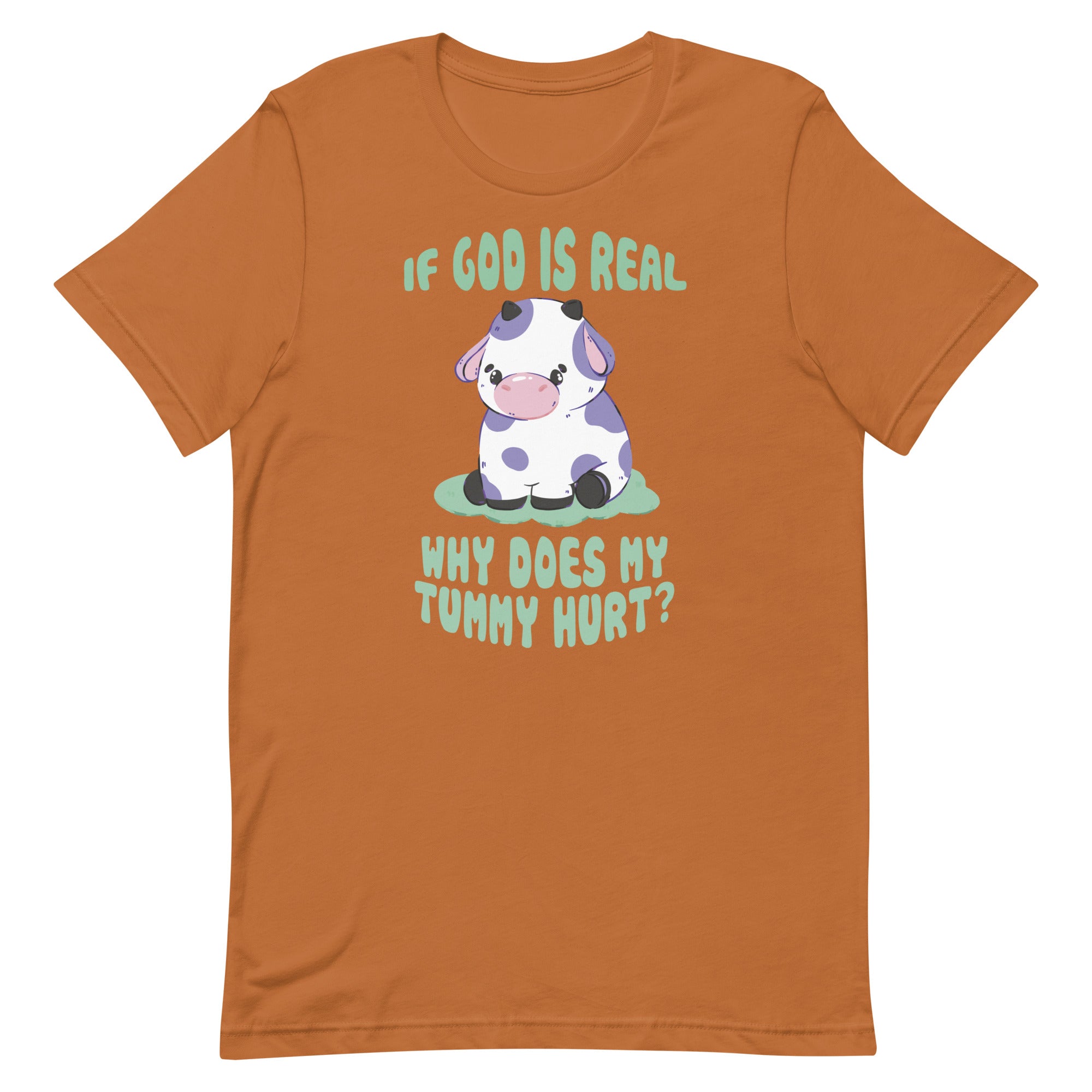 If God Is Real Why Does My Tummy Hurt (Cow) Unisex t-shirt