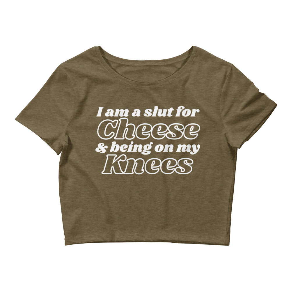 Slut For Cheese & Being on my Knees Women’s Baby Tee
